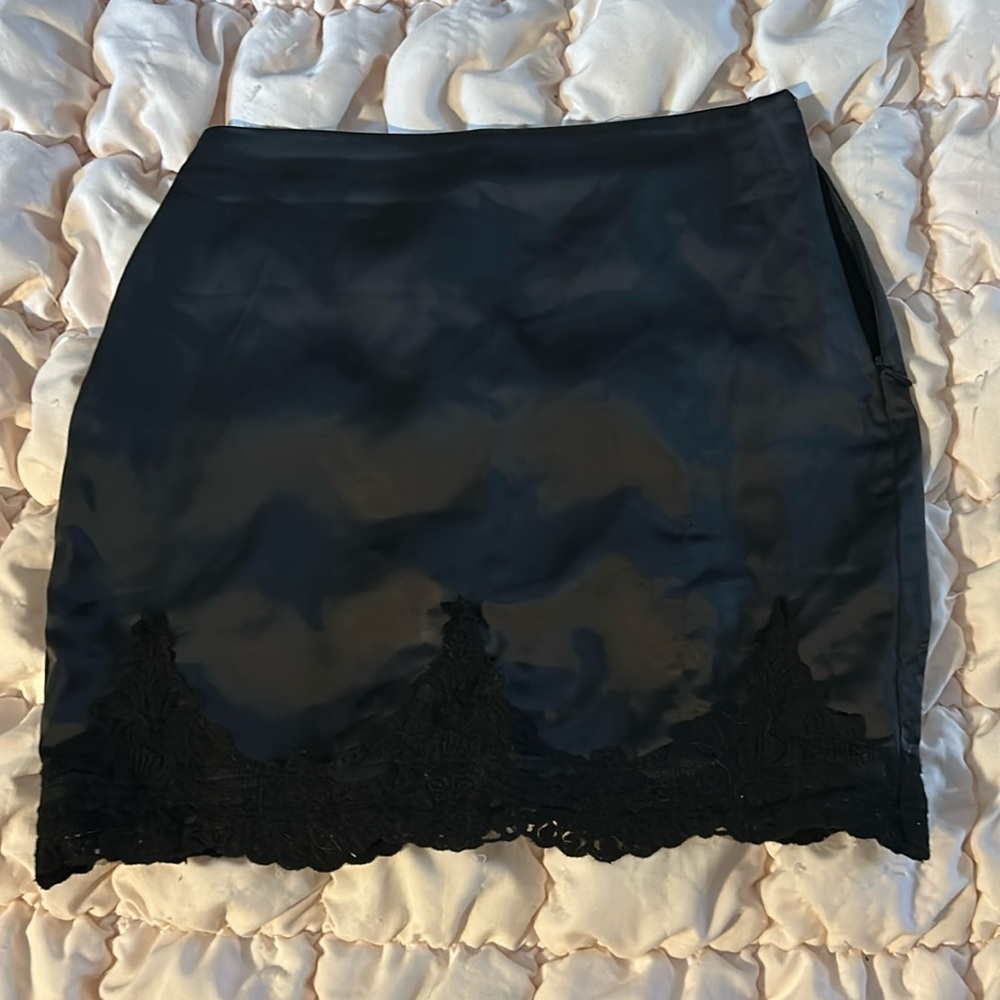 urban outfitters black mini skirt with lace